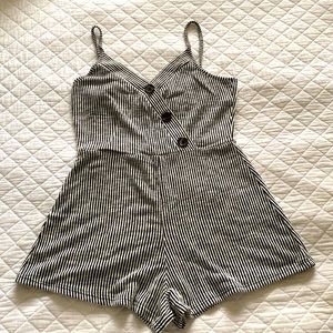 Black and white striped romper
